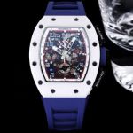 RICHARD MILLE RM011  Replica White Ceramic Blue Rubber Strap Watch